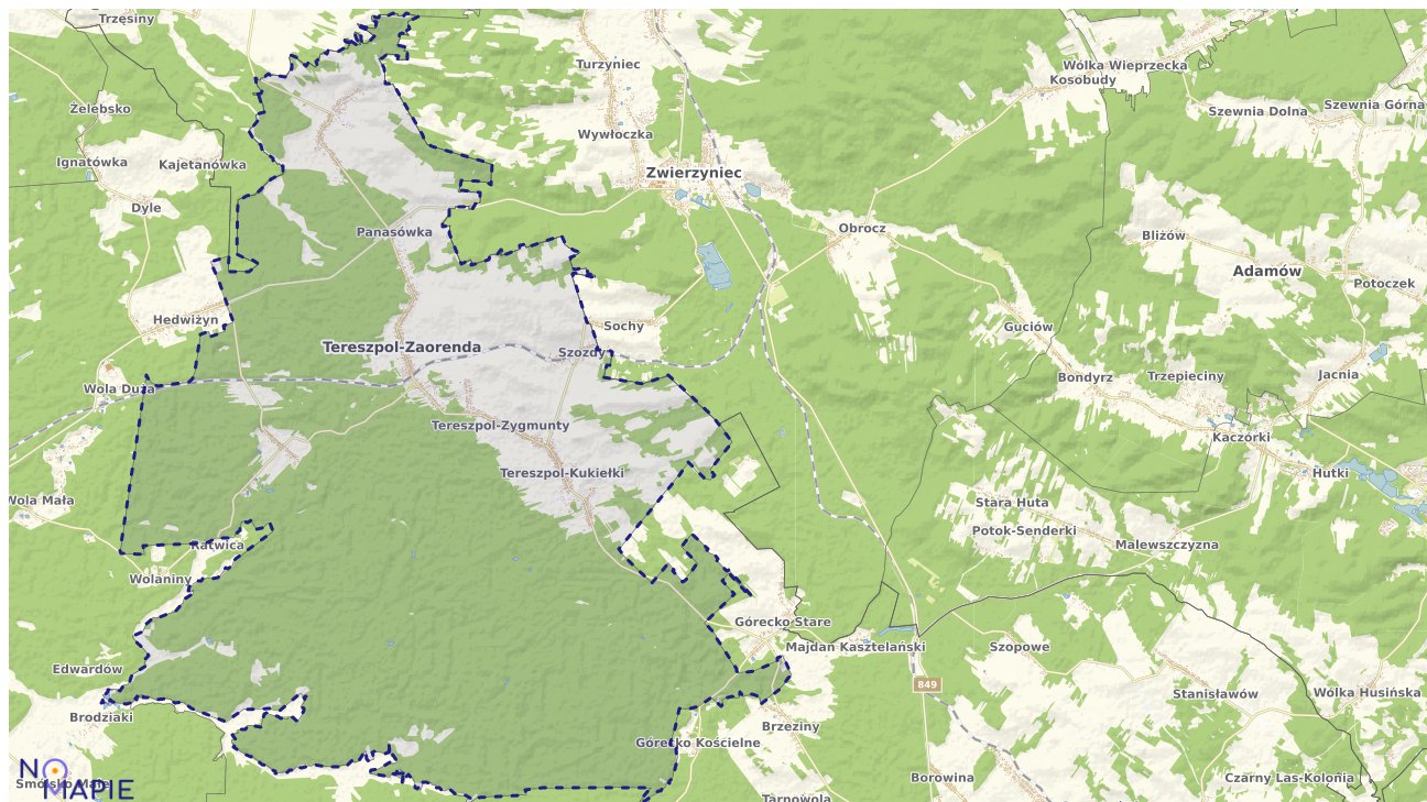Mapa obszarów ochrony przyrody tereszpolu