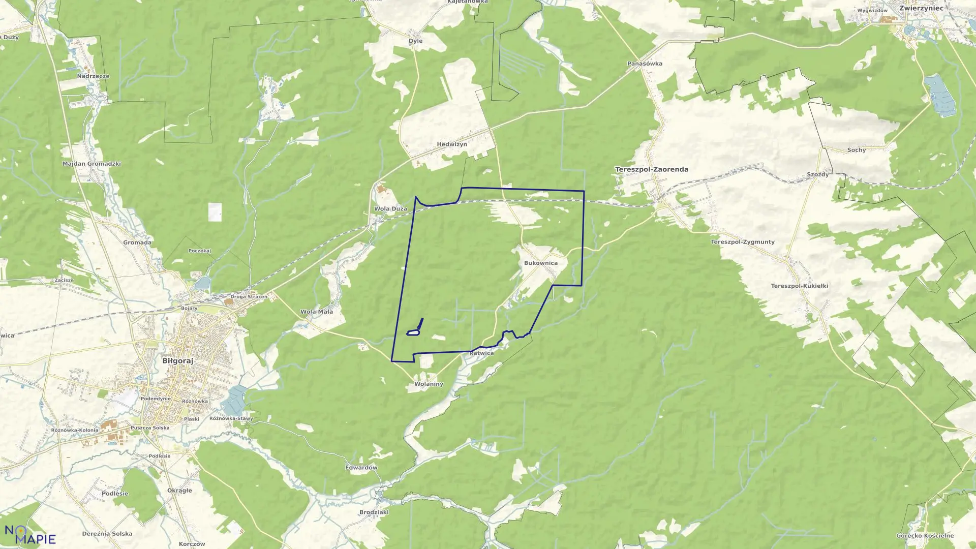 Mapa obrębu BUKOWNICA w gminie tereszpol