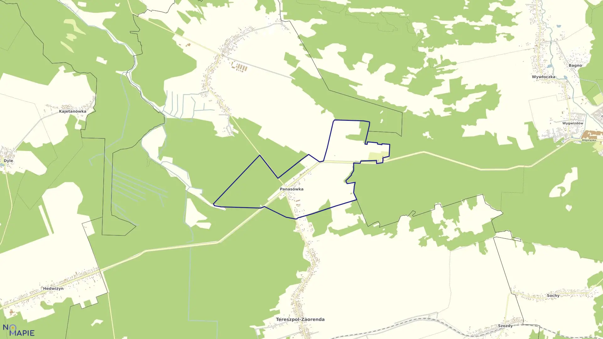 Mapa obrębu PANASÓWKA w gminie tereszpol