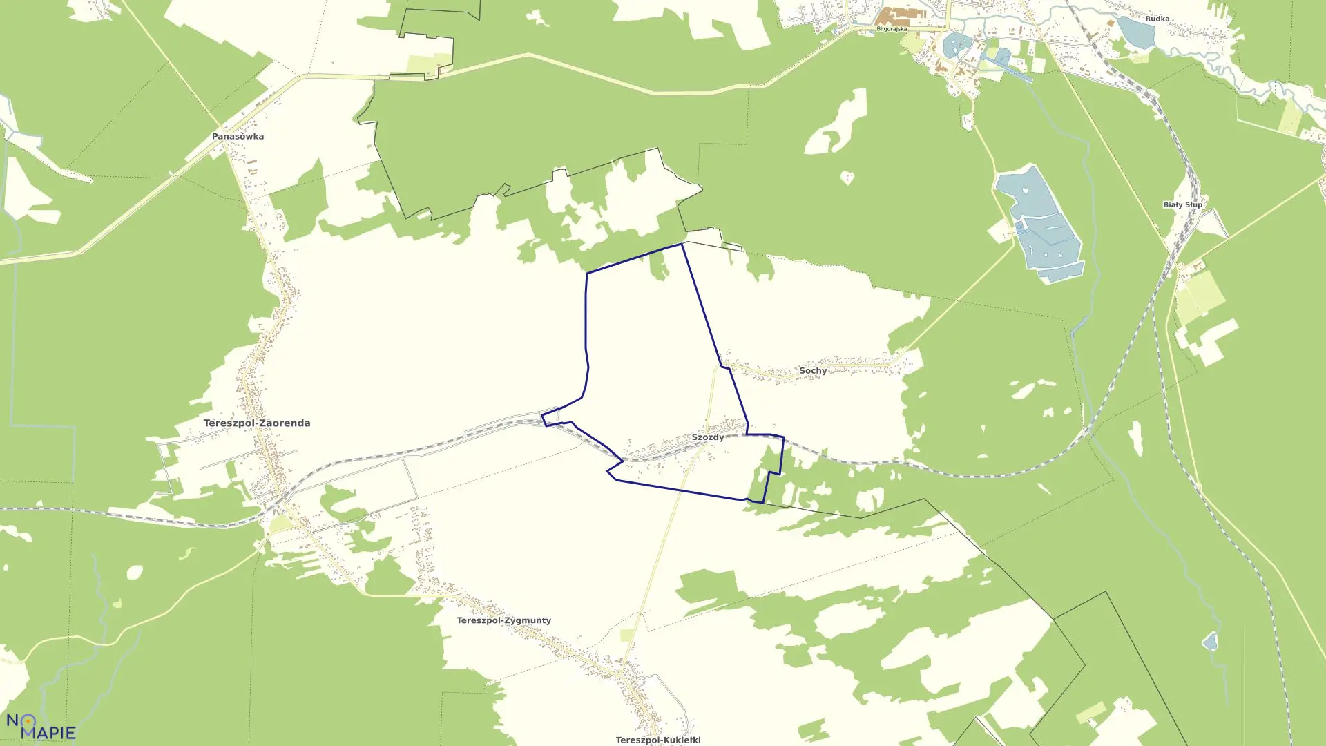 Mapa obrębu SZOZDY w gminie tereszpol